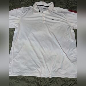 Nike Men's White and Red Polo Shirt